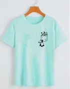 Cotton Blend Round Neck T-Shirt for Women 