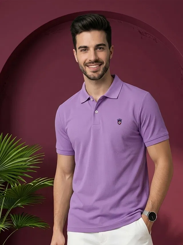 Polo T-shirt for Men (Lavender, XXL)