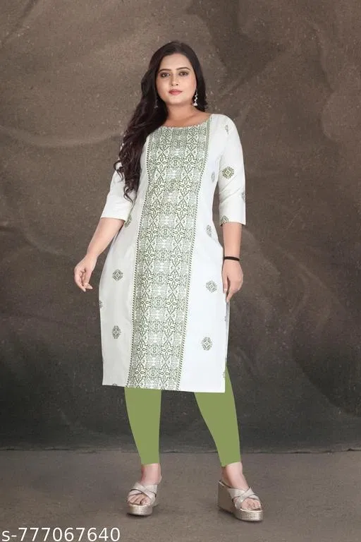 Floral Embroidered Cotton Kurti for Women (White, L)