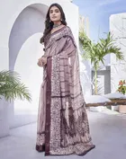 Linen Printed Saree for Women 