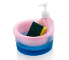 Plastic Liquid Soap Dispenser Container with Scrubber for Kitchen 