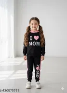 Cotton Blend Printed Clothing Set for Kids, Black 