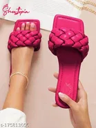Synthetic Square Toe T- Strap Flats for Women 