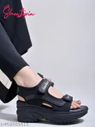 Shoetopia Black Wedge Sandals Size IND-4
