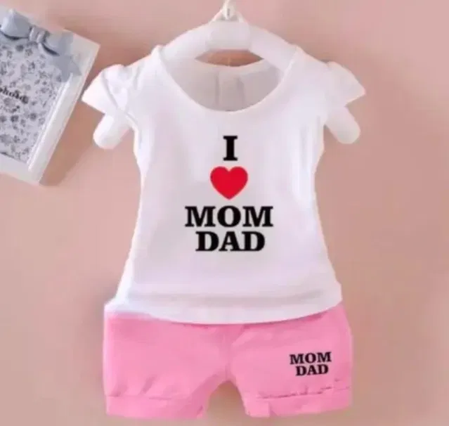 Hosiery Clothing Set for Kids (White & Pink, 12-18 Months)