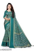 Silk Printed Saree for Women, Blue 