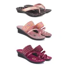 Combo of Heels & Slippers for Women (Multicolor, 5) (Set of 3)