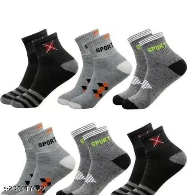 Cotton Blend Socks for Unisex (Multicolor, Pack of 6)