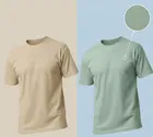 Polyester Round Neck T-shirt for Men, Multicolour, Pack of 2 