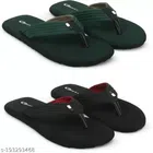 Slippers for Men (Green & Black, 6) (Pack of 2)