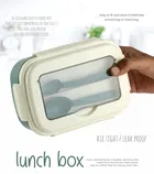 2-in-1 Compartment Plastic Lunch Box with Fork & Spoon