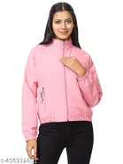 Cotton Blend Full Sleeves Jacket for Women (Pink, L)