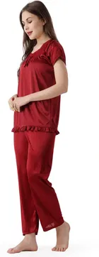 Satin Solid Night Suit for Women 