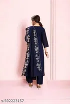 Embroidered Rayon Slub A-line Kurta Set for Women 