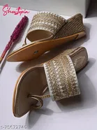 Shoetopia Yellow Embellished Wedge Sandals 