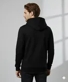 Fleece Printed Hoodie for Men ,Black 