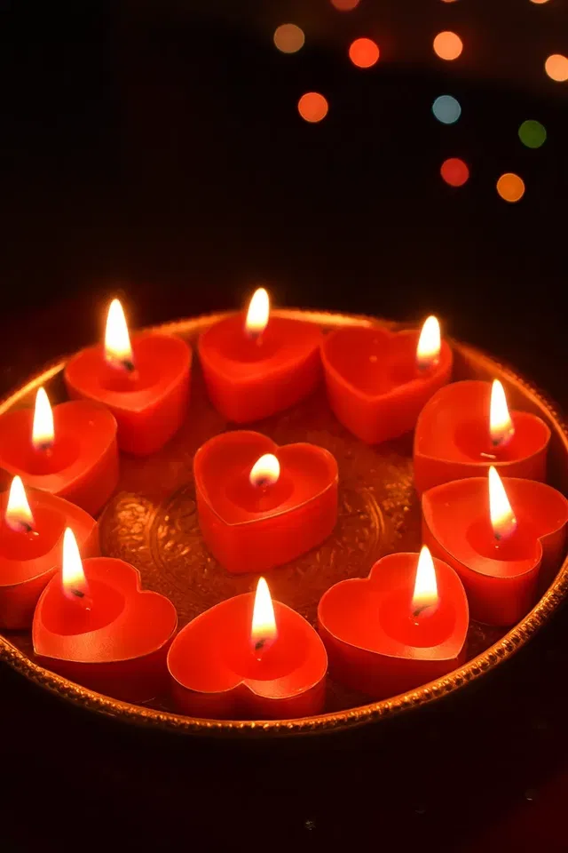 12 Pcs Tea Light Candles Romantic Heart-Shaped Rose Scented Candles for Anniversary Valentine's Day Wedding Birthday Christmas Decorations (Pack of 12)
