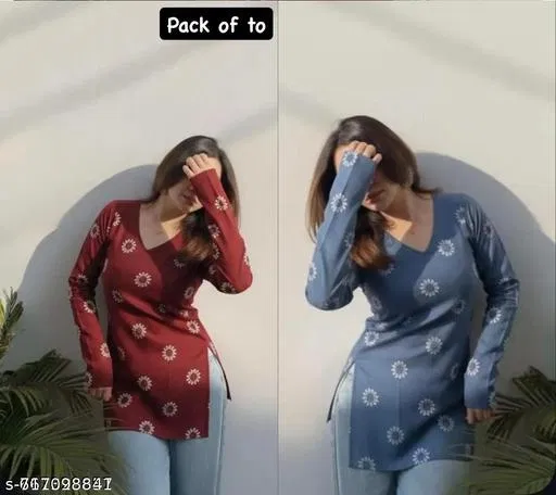 Kurta Set for Women, Pack of 2 (Grey, S)