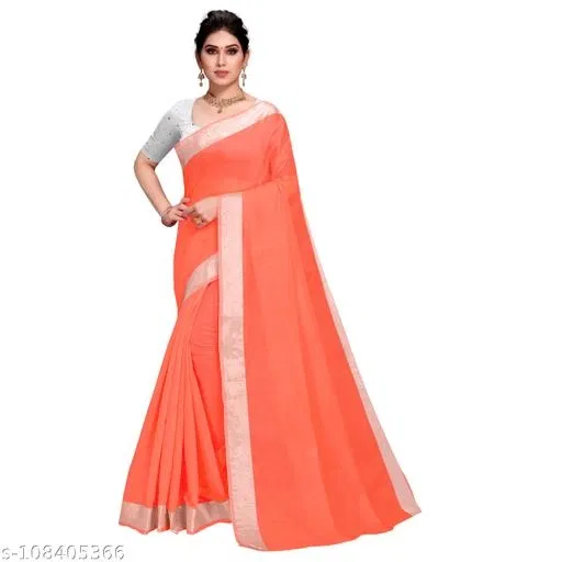 Chanderi Silk Saree for Women (Orange)