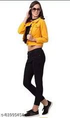 Denim Jacket for Women (Yellow, M)