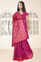 Jacquard Woven Design Saree for Women, Pink 
