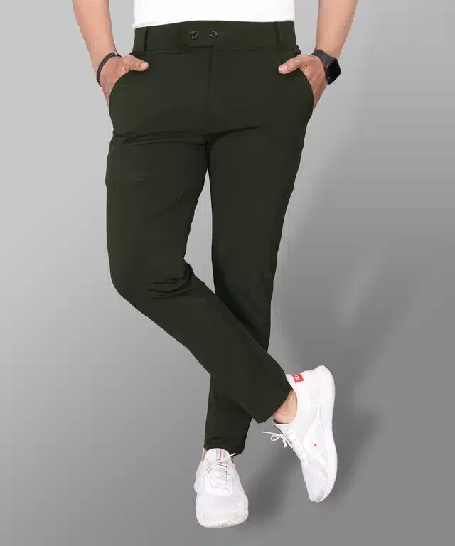 Lycra Blend Trouser for Men (Bottle Green, 36)