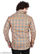 Cotton Blend Printed Short Kurta for Men, Multicolor 