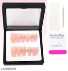 Kamz's Fake Nails Nail Extension Kit - Quick Fix Press On Nails, Aesthetic Acrylic Stick on Nails, Reusable, 12pcs Nails Set for Girls & Kids