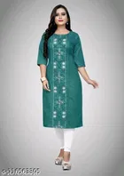 Ethnic Motif Embroidered Cotton Kurti for Women 