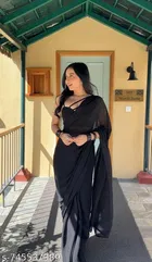 Pre-draped Georgette Saree for Women 