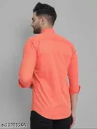 Cotton Blend Solid Shirts for Men, Orange 