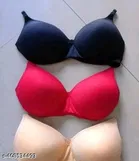 Cotton Blend Solid Bra for Women & Girls, Multicolour, Pack of 3 