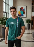 Cotton Lycra Printed T-Shirt for Men, Dark Green 