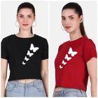 Round Neck Printed Crop T-Shirts for Women & Girls 