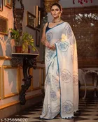 Chanderi Cotton Blend Floral Printed Saree for Women 