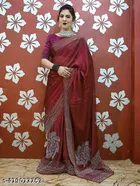 Georgette Solid Saree For Women, Maroon