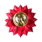 Brass Kamal Patta Akhand Diya for Pooja (Gold, 6 inches)