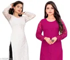 Net Kurti for Women, Pink & White, Pack of 2 
