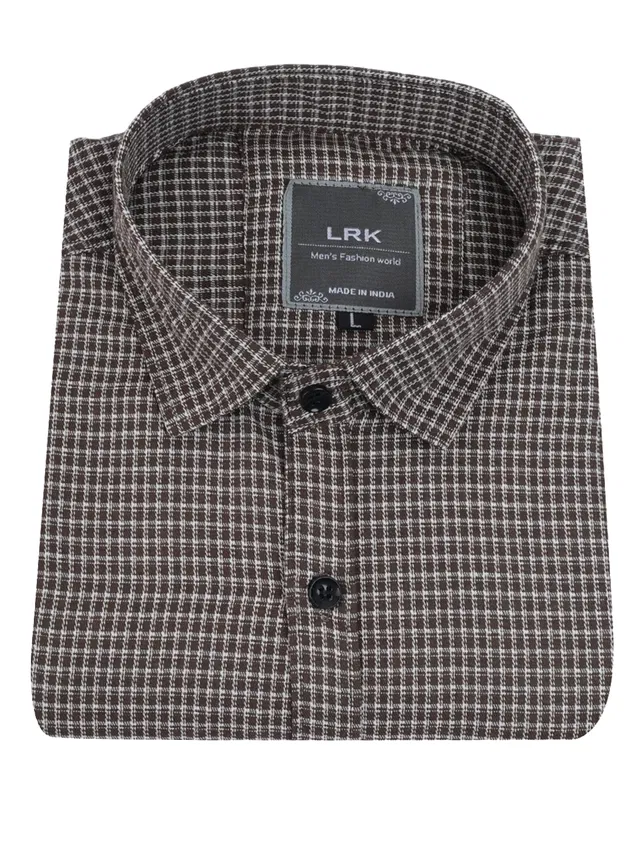 Cotton Blend Shirt for Men (Brown, S)