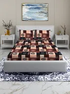 Arch Fab Brown Leaf Flat Double Bedsheet 88X90 Inch