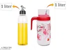 Plastic Oil Dispenser Bottle (Red & Transparent, 1000 ml) (Pack of 2)