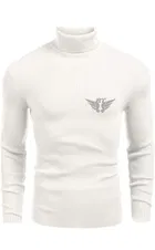 Fleece Hi-Neck Sweater for Men, White 
