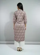 Cotton Blend Printed Kurti for Women, Brown 