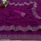 Georgette Saree for Women, Purple 