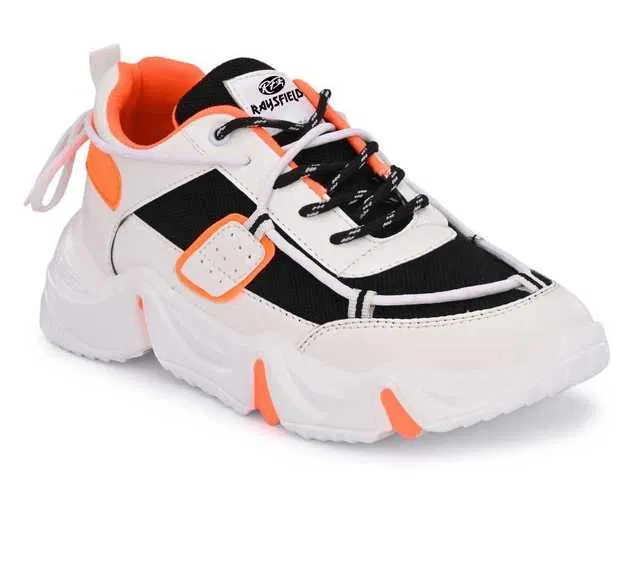 Raysfield Men's Stylish Sports Shoes (Orange, 10) (M105)