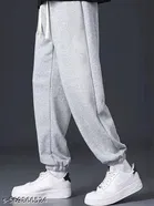 Cotton Blend Solid Trackpant for Men, Grey 