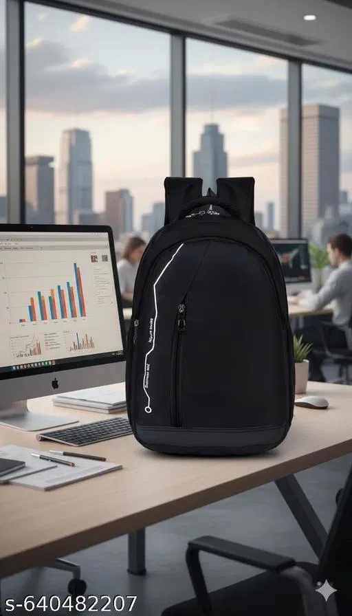 Polyester Backpack for Men & Women, Black