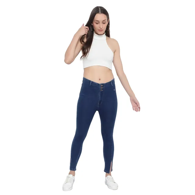 Denim Straight Fit Jeans For Women , DARK BLUE (30)