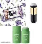 Face Wipes & Foundation Brush with Green Face Mask Stick (Multicolor, Set of 3)