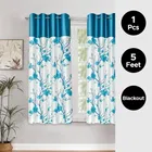 Alaqsa Blue Floral Polyester Window Curtain 5ft Combo 